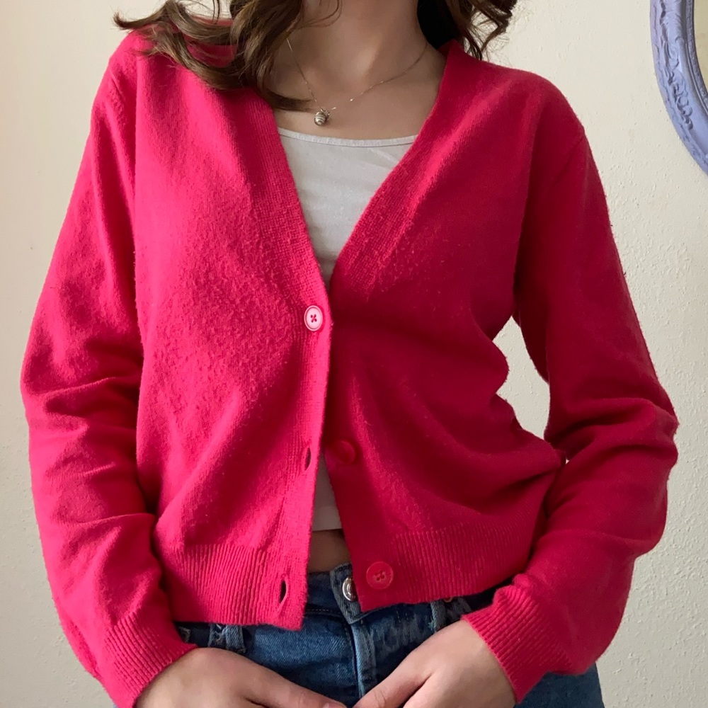Hot Pink Soft Cropped Cardigan Size S